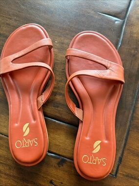 Franco Sarto Orange Strappy Slide Sandals